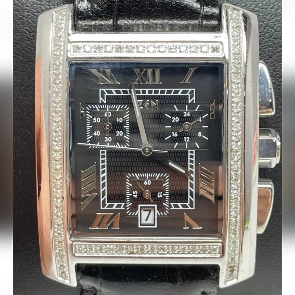 Zen Diamond W007532 Rectangular Chronograph Watch… - image 8
